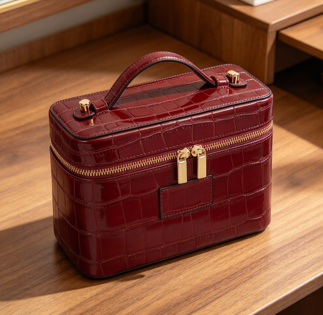 Crocodile Leather Vanity Makeup Case - Image 2