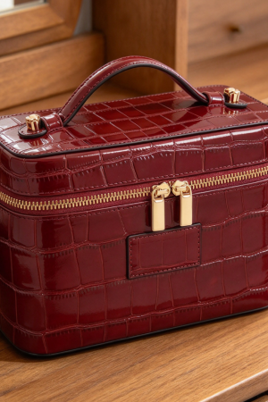 Crocodile Leather Vanity Makeup Case