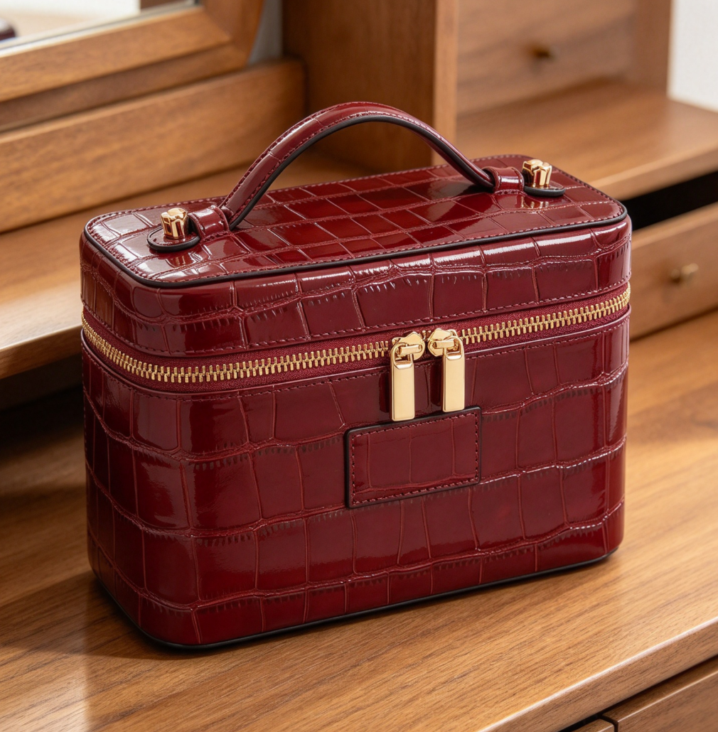 Crocodile Leather Vanity Makeup Case