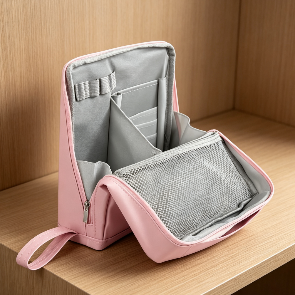 Standing Foldable Cosmetic Case with Brush Storage - Image 2
