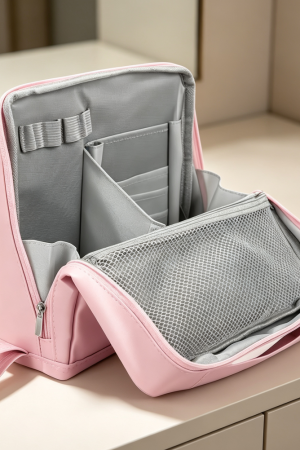 Standing Foldable Cosmetic Case with Brush Storage