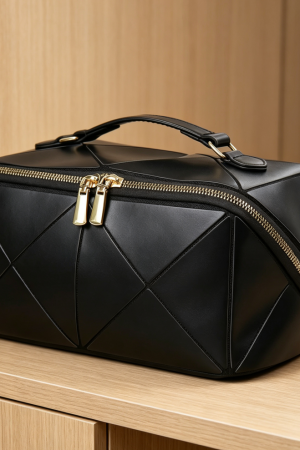 Large Open Flat Travel Makeup Bag with Handle