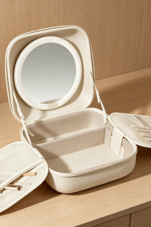 LED Mirror Travel Makeup Train Case Waterproof