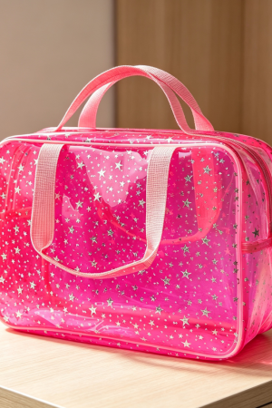 Star Print Large Cosmetic Pouch with Handle