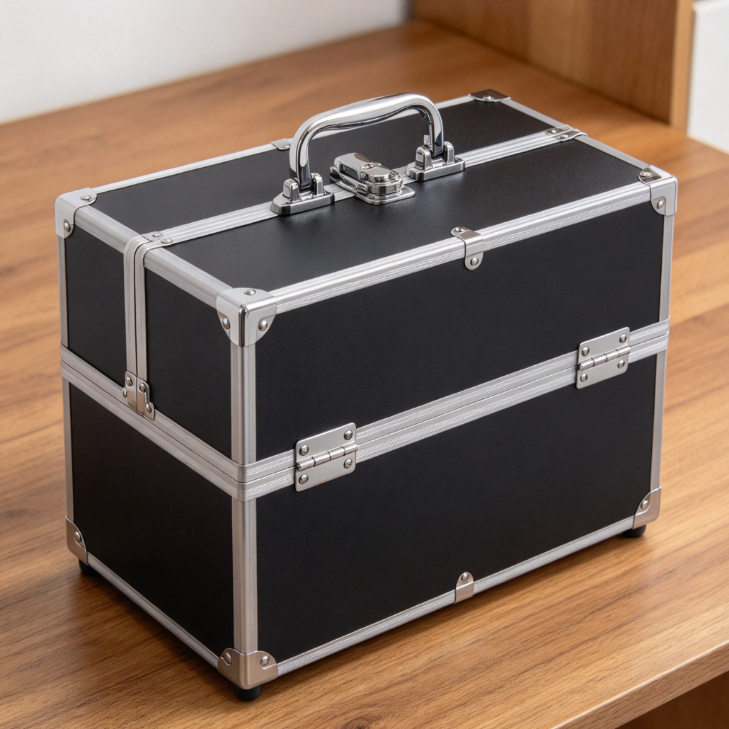 6-Tray Makeup Train Case with Lockable Handle - Image 2