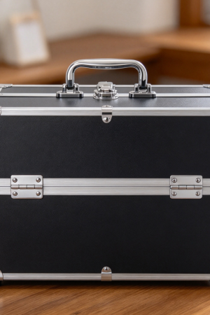 6-Tray Makeup Train Case with Lockable Handle