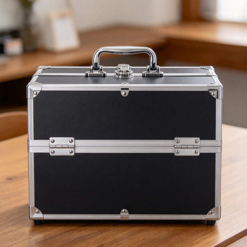 6-Tray Makeup Train Case with Lockable Handle