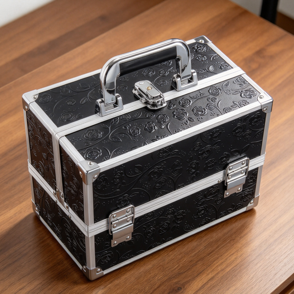 3-Tray Makeup Case with Mirror Locking - Image 2