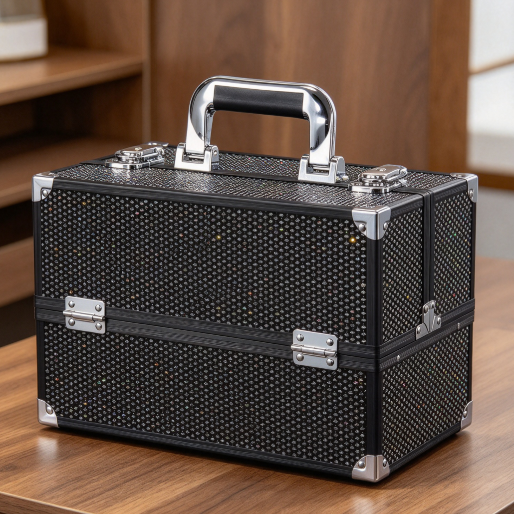 4-Tray Large Makeup Train Case with Lock - Image 2