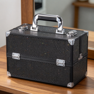 4-Tray Large Makeup Train Case with Lock