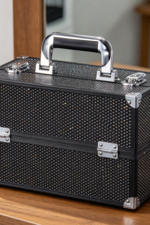 4-Tray Large Makeup Train Case with Lock