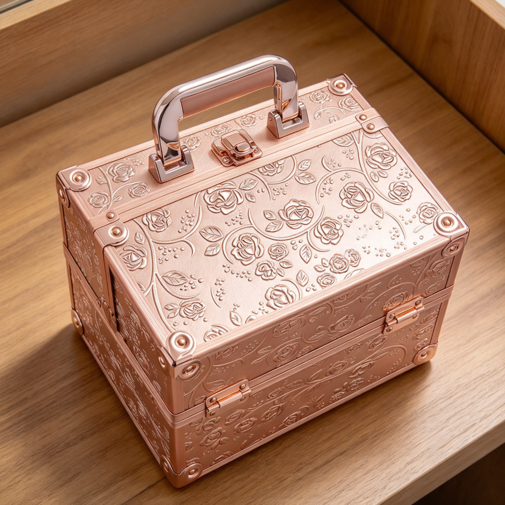 4-Tray Lockable Makeup Train Case with Dividers - Image 2