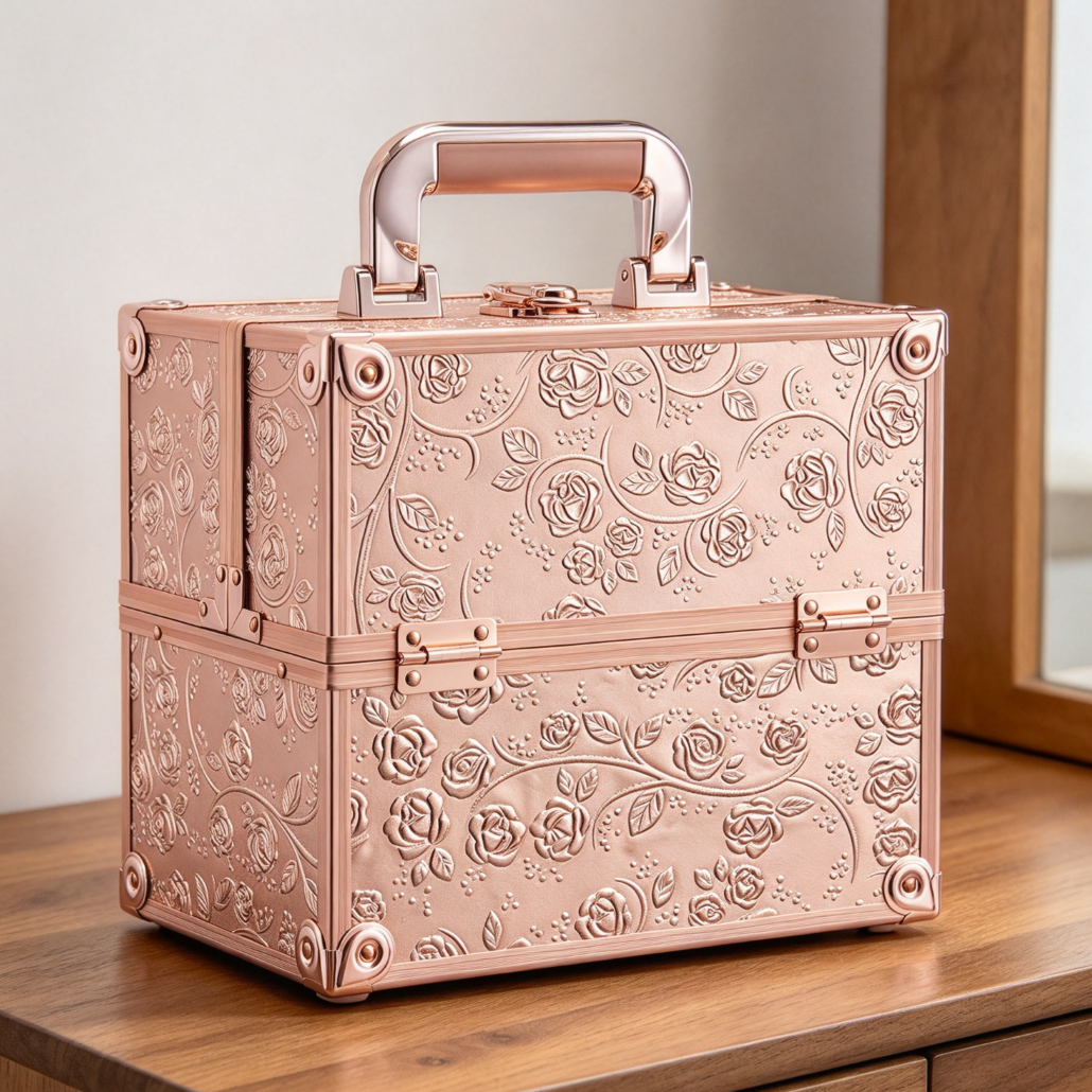 4-Tray Lockable Makeup Train Case with Dividers