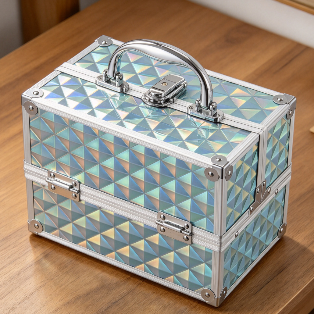 Lockable Makeup Organizer Case with Trays - Image 2