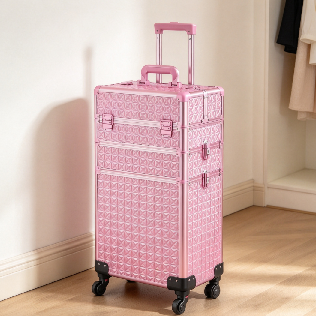 5-in-1 Aluminum Rolling Makeup Train Case - Image 2