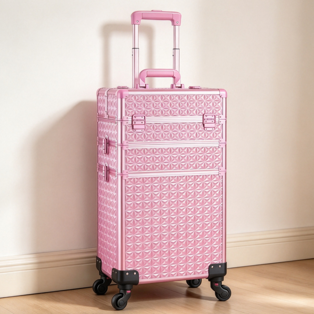 5-in-1 Aluminum Rolling Makeup Train Case