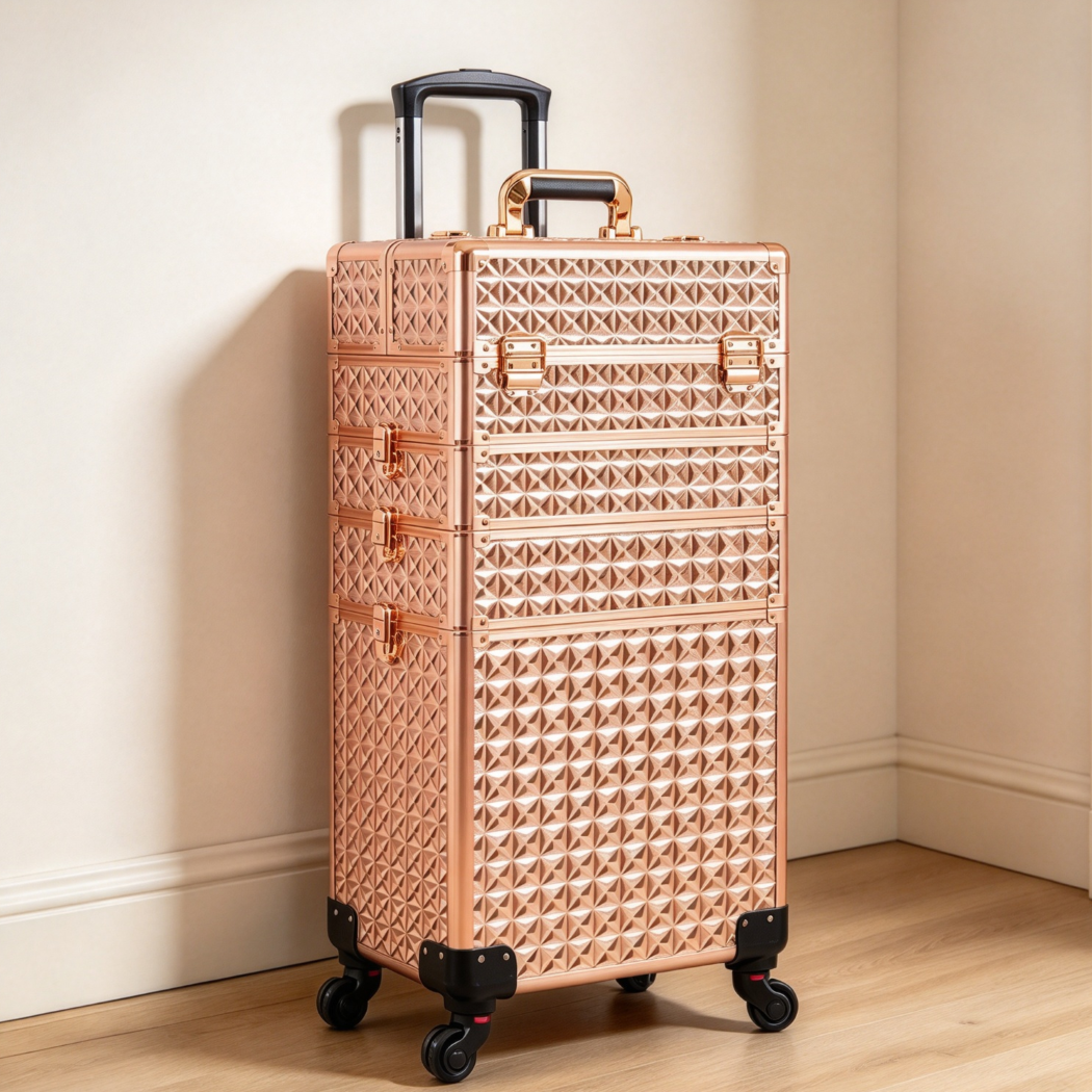 5-in-1 Aluminum Rolling Makeup Trolley Case