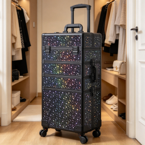 4-in-1 Rolling Makeup Cosmetic Trolley Swivel Wheels