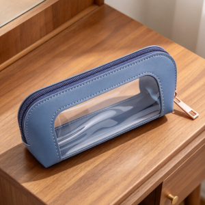 Clear PU Leather Makeup Brush Pouch