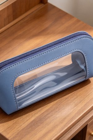 Clear PU Leather Makeup Brush Pouch